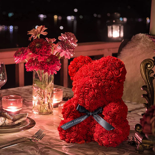 Rose Teddy Bear Gift with Lights – Romantic Flower Box