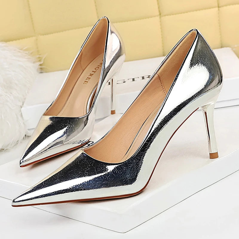 Sleek Patent Leather Pumps for Women