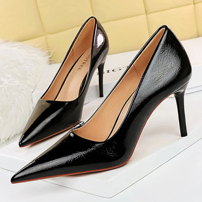 Sleek Patent Leather Pumps for Women