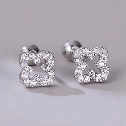 Four Leaf Flower Mini Stud Earrings