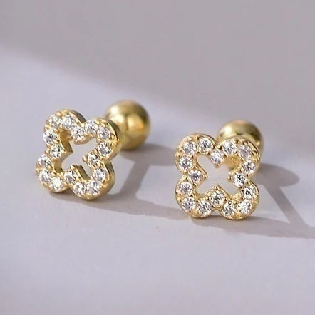 Four Leaf Flower Mini Stud Earrings